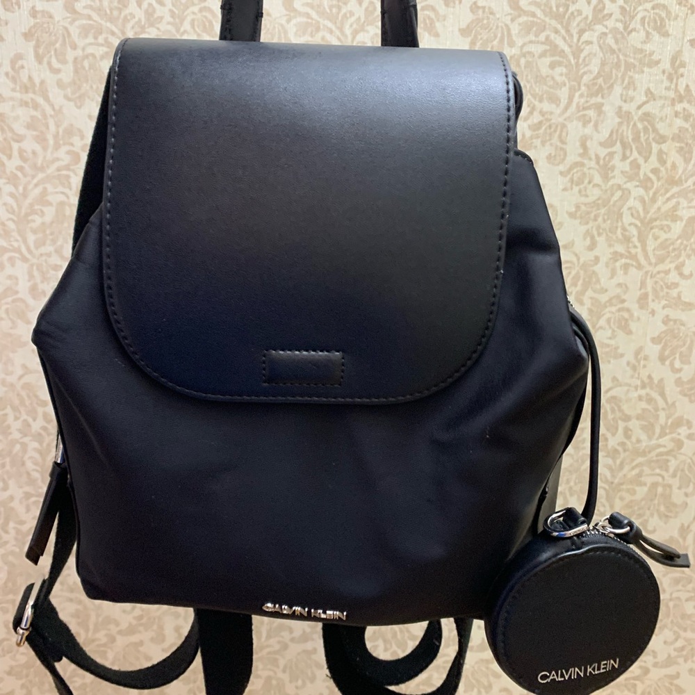 Calvin Klein Black Backpack with Round Pouch, Two fir One